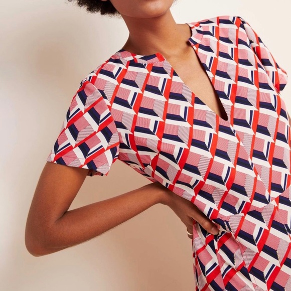 NWT Anthropologie Betty Geometric Red Jumpsuit - Picture 2 of 8